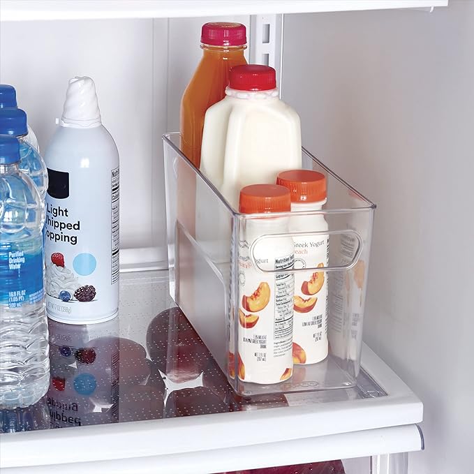 Copco Narrow Clear Bin, 10.5 x 4.5 x 6-Inch, for Kitchen, Fridge, Pantry, Laundry, and More