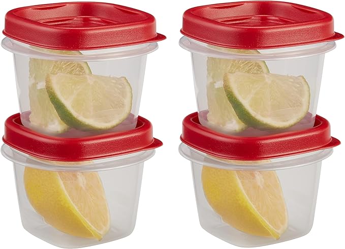 Food Storage Containers, Half Cup Food Storage Containers, 9 Peice Set, Easy Find Lids, 4 Containers, 4 Lids Chalk Pen And Chalk Labels