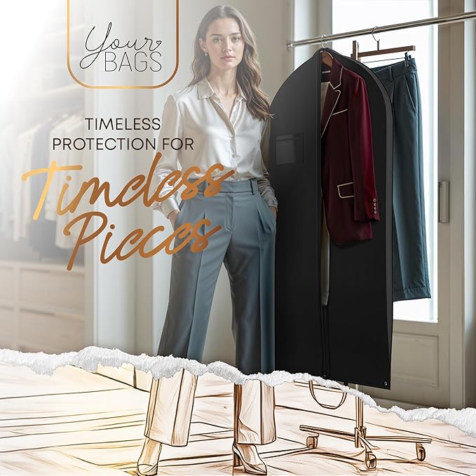 Heavy Duty Travel Garment Bag for Hanging Clothes, Suits, Dresses, Fur Coats & Dress Shirts - Suit Bag for Men - Storage Dress Bags for Women - Carry Handle Garment Bags for Travel 24"x45"