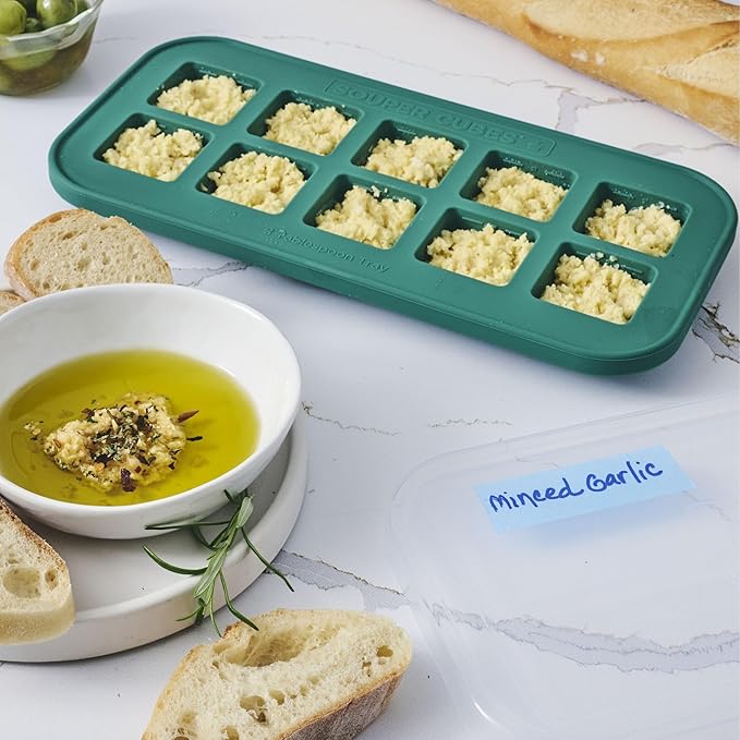 Souper Cubes 2 Tbsp. Silicone Freezer Molds - Perfect for Storing Garlic, Herbs, Ginger, Pesto, Tomato Paste, Lemon Juice, Purees and More - Kale – 1-Pack