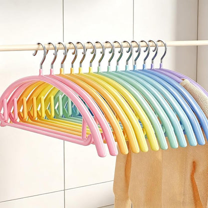 14 Pack Clothes Hangers, Curved No Shoulder Bump Sweater Hangers, Multi-Color Non-Slip Space Saving Heavy Duty Metal Hangers for Closet, Shirts, Pants, Coats, Jackets & Suits