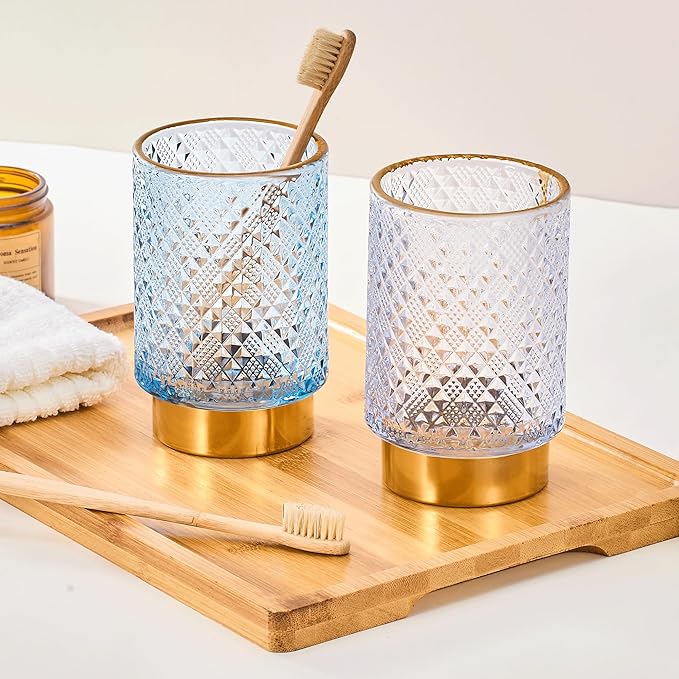 Makeup Brush Holder Organizer,Toothbrush Holders,Desk Pen Pencil Holder,Multifunctional Vintage Glass Brush Cup（A45-3-US）
