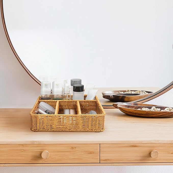 Silverware Drawer Organizer, Kitchen Essentials - Resin Wicker, Latte