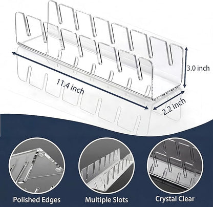 Baseball Hat Organizer 2 Pack, Clear Acrylic Hat Organizer Rack, Hat Display Stand Holds 14 Caps, 7-Slot No Assembly Cap Storage for Closet Shelf, Dresser, 11.4 x 3 x 2.2 in