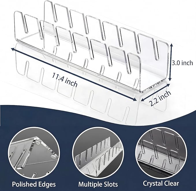 Baseball Hat Organizer 3 Pack, Clear Acrylic Hat Organizer Rack, Hat Display Stand Holds 21 Caps, 7-Slot No Assembly Cap Storage for Closet Shelf, Dresser, 11.4 x 3 x 2.2 in