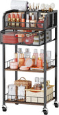 HapiRm Makeup Organizer Storage Cart - 4 Tier Skincare Make Up Storage with Drawer, Rolling Makeup Cart Vanity Organizer Cosmetics Display Cases Holder for Skin Care Perfume Nail Polish Brush