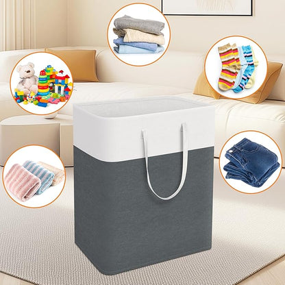 TasticTotes laundry basket 3-Pack, laundry hamper, Hamper with handles, collapsible laundry baskets, Waterproof dirty clothes hamper, Towel Storage for Home or Dorm, 125L-Grey