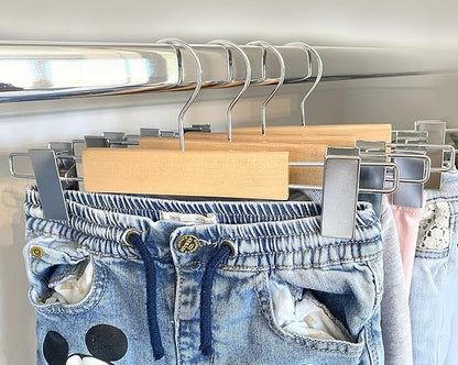 Kids Hangers (Natural Wood, Kids Pant Hangers NB-10)