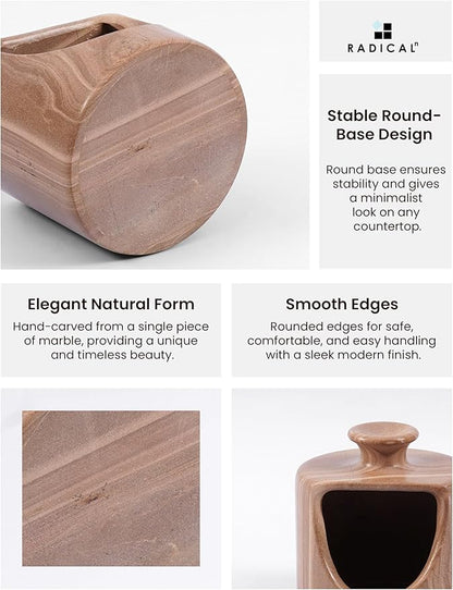 Radicaln Marble Salt Cellar 4.5" Inch Natural Brown Handmade Pig Salt Jar & Table Salt Storage For Kitchen Countertop, Ideal Salt Container, Salt Dish & Sugar Bowl For Table