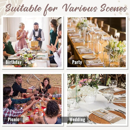 Windyun 100 Pcs 4.1 x 8.9 Inch Wedding Natural Burlap Lace Utensil Holders Pouch Burlap Silverware Cutlery Pouch Tableware Holder Bag for Rustic Wedding Bridal Shower Decorations