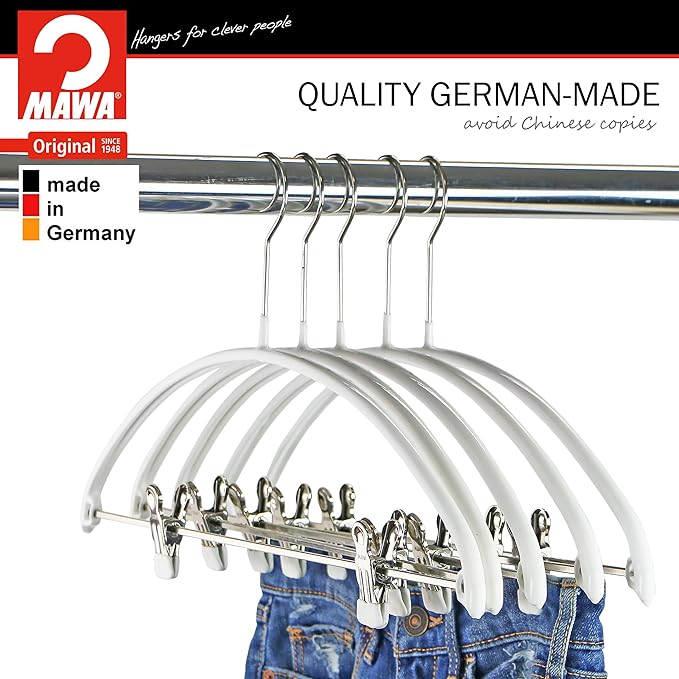 Mawa Narrow Petite Clothing Hangers, Steel Hanger with Non-Slip Coating, for Shirts, Dresses, Suits, Pants, Skirts, Camisoles, Jackets, 360-degree Rotatable Hook