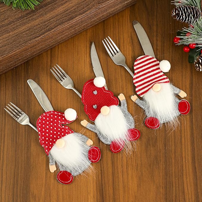 Christmas Silverware Holder Festive Cutlery Bags for Party Adorable Table Decor Compact