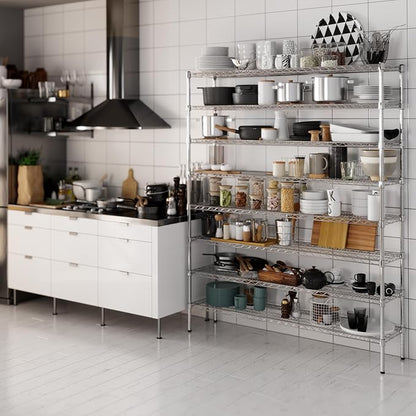 14" Deep x 60" Wide x 74" Height Wire Shelving Kit | 8-Tier | NSF Commercial Storage Rack Unit