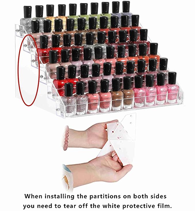 Cq acrylic 54 Bottles of 6 Layers Clear Nail Polish Rack,Nail Polish Storage Organizers and Storage Box,Clear Paint Bottles Holder and Essential Oil Organizer,Pack of 1