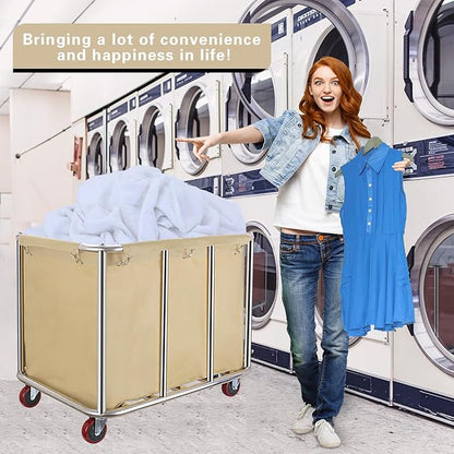 Commercial Laundry cart with Wheels,400L Industrial Laundry cart,Laundry Hamper with Wheels with Steel Frame and Oxford Cloth,440Lbs Load