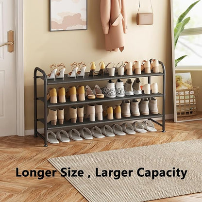 INGIORDAR Shoe Rack 3 Tier Long Storage Organizer Wide Metal Shoe Shelf for Closet Entryway Black