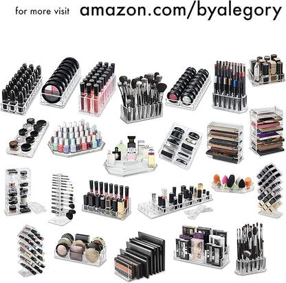 Acrylic Makeup Storage Eyeshadow Palette Organizer w/Removable Dividers 10 Space Display Case Fits Virtually All Blush Powder Pallet Sizes (2)
