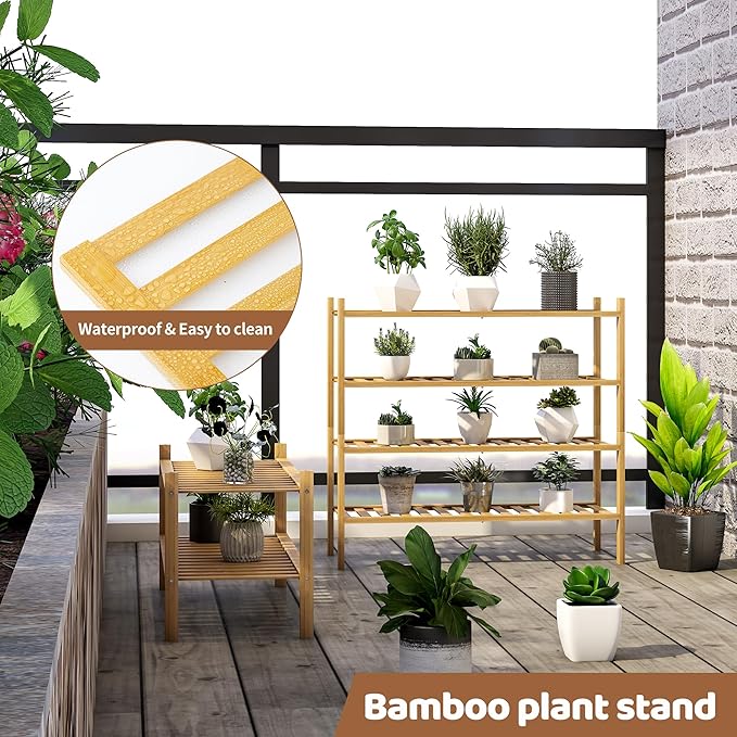 Bamboo Shoe Rack Stackable Shoe Shelf Storage Organizer for Unit Entryway Hallway and Closet Sturdy Freestanding Shoe Shelf (4 Tier Natural)