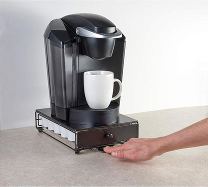Nifty Solutions Capacity Nifty Rolling Mini Black Finish, Compatible with K-Cups, 24 Pod Pack Holder, Compact Under Coffee Pot Storage Drawer, Slim Home Kitchen Counter Organizer