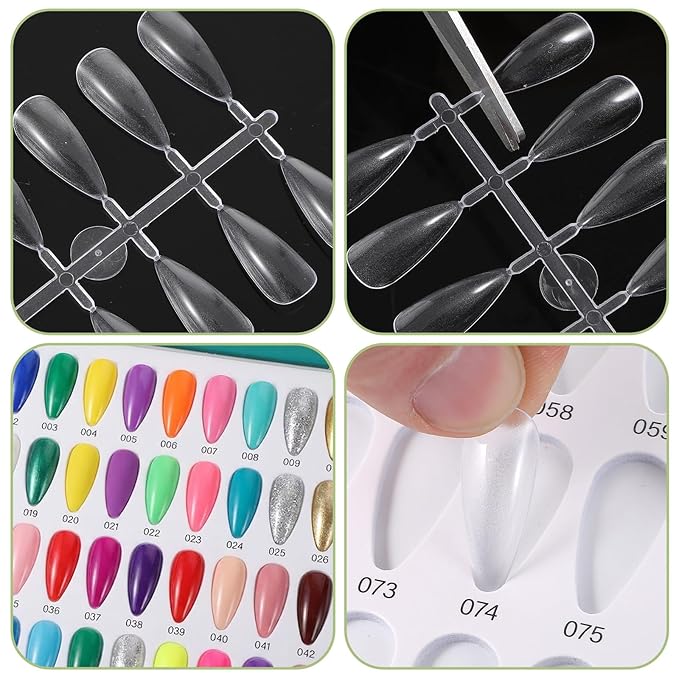Professional Nail Book Display with 480 Tips & 400 Labels, Nail Swatch Book Organizer for Gel Polish Color Charts, Portable Nails Color Swatches Catalog for Salon Artists and DIY Home Use (Colorful)
