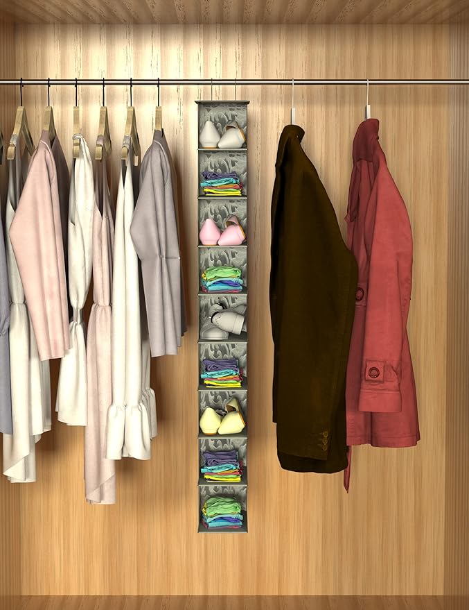 Libeder Hanging Shoe Organizer,10-Shelf Hanging Closet Organizers and Storage Shoes Organizer Shelves Hanging Shoe Rack Holder with 6 Mesh Side Pockets