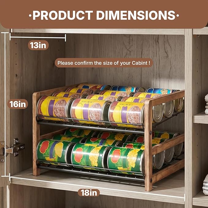DGWJSU Can Organizer for Pantry 2-Tier, Can Storage Organizer Pantry, Soda Can Organizer, Holds up to 24 Cans Holders for Pantry, Cabinet, Countertop, Carbonized Brown