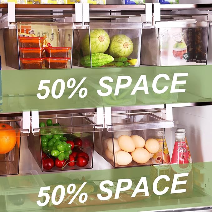 Yatmung 2 Pack Extra-Large Deli Drawer Organizer for Refrigerator Pull Out - Fridge Drawer Organizer and Storage Containers - Meat, Cheese, Produce, Sliding - Fridge Organization Bin