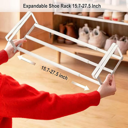 Hanging Shoe Organizer for Shoe Cabinet, Expandable Shoe Rack 15.7“-27.5“, Under Shelf Storage for Closet, Retractable Space Saving Rack for Pantry Laundry Room (1 Pack)