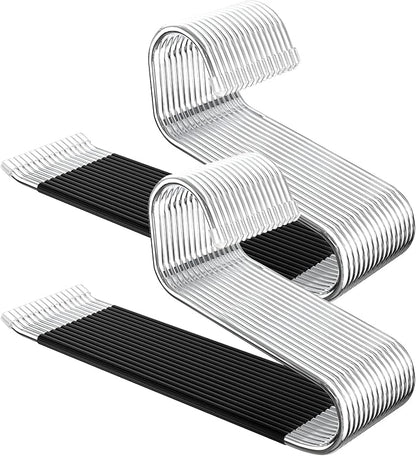 DOIOWN Pants Hangers: 30 Pack Open Ended Space Saving Clothes Hangers for Men Women, Thick Stainless Steel Multi Purpose Non-Slip Hangers for Trousers, Jeans, Towels, Scarf