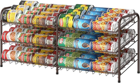 NANANARDOSO Can Organizer for Pantry, 3 Tier Can Dispenser Rack Holds up to 72 Cans, Can Storage Organizer Holder for Canned Food Storage Kitchen Cabinets or Pantry Shelf Countertop, Brown