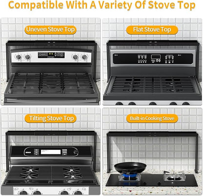 Spice Rack Shelf for Kitchen Stove, Adjustable 27 to 33 Inch Spice Rack Organizer, 4 Level Adjustable Height Stove Top Shelf for Kitchen, Over the Stove Shelf for Curved Stove, Black