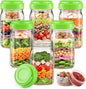 6 Pack Glass Salad Container for Lunch, Salad Jars with Two Dressing Cup for Wet/Dry Separation, Salad Mason Jars with Handle, Leak-proof Meal Prep Containers for Home, Office and Outdoor Use