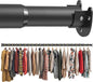 Long Closet Rod 17-75 Inches, Adjustable Heavy Duty Black Metal Closet Rods for Hanging Clothes, 1.3 Inch Diameter with Wall Brackets for Wardrobes, Laundry Room