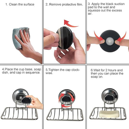 iPEGTOP Super Powerful Vacuum Suction Cup Soap Dish, Updated Strong Rustproof Stainless Steel Shower Caddy Soap Saver Sponge Holder for Bathroom & Kitchen Sink