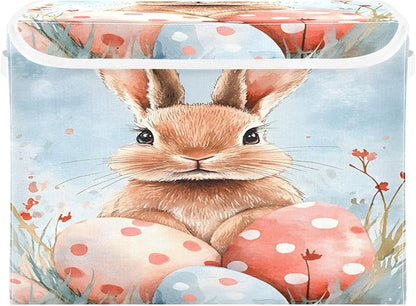 senya Easter Baskets Collapsible Storage Bins with Lids, Easter Rabbit Bunny K Storage Boxes Clothes Baskets for Organizing