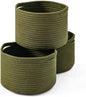 ICERZCZ Small Storage Baskets for Organizing, Organizer Baskets for Shelves, Green Woven Basket for Storage Decor, Small Decorative Cotton Rope Basket, 9.7"×9.7"×7" (3 Packs) Green