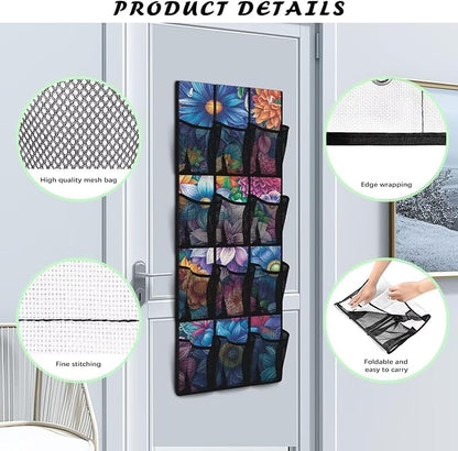 Bohemian Over Door Pet Supply Organizer - 12 Pockets for Treats, Toys, Leashes - Odor-Resistant & Washable
