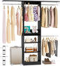 Besiost 48" Closet Organizer System, 4FT Closet System for Small Closets with 4 Hanging Rods & 3 Shelves, 80"H Small Closet Organizers and Storage for Bedrooms, Cloakrooms, Black