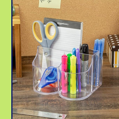 Lillian Tablesettings Cutlery Caddy Organizer 5 Compartment - Silverware Organizer & Napkin Holder - Clear, 6 Pack