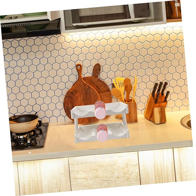 COLLBATH Cup Organizer Kitchen Countertop Storage Rack Two Tier Mug Holder for Tea Cup