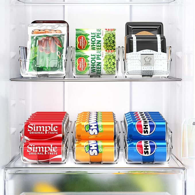 Simple Houseware Soda Can Organizer and Dispenser for Refrigerator / Pantry, Clear