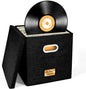 Vinyl Record Storage Box for up to 50+ 12-Inch Albums, Records Crate, LP Album Storage, Fabric Storage Boxes with Lids for Moving, Office, Closet, Home Organizer 13x13x13 (Black)