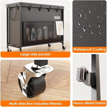 300L Large Laundry Basket with Wheels, Heavy Duty Rolling Laundry Hamper, Oxford Fabric Dirty Clothes Hamper with Thick Iron Frame & Removable Bag, Commercial Hampers for Hotel Home Laundry Room
