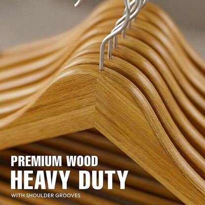 Utopia Home Premium Wooden Hangers 80 Pack - Durable & Slim Coat Hanger - Suit Hanger with 360-Degree Rotatable Hook - Wood Hangers with Shoulder Grooves (Natural)