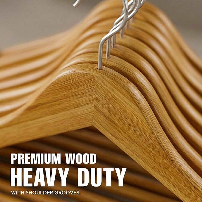 Utopia Home Premium Wooden Hangers 30 Pack - Durable & Slim Coat Hanger - Suit Hangers with 360-Degree Rotatable Hook - Wood Hangers with Shoulder Grooves (Natural)