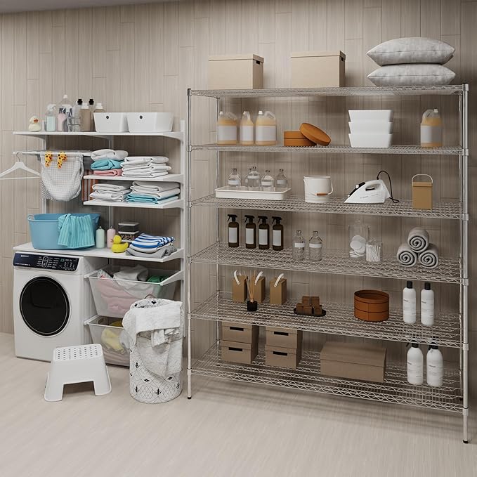 24" Deep x 72" Wide x 74" Height Wire Shelving Kit | 6-Tier | NSF Commercial Storage Rack Unit