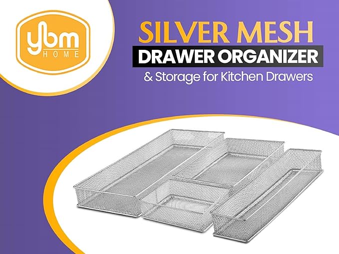 YBM HOME White Mesh Drawer Cabinet and or Shelf Organizer Bins, School Supply Holder Office Desktop Organizer Basket (2, 6x12x2 Inch)