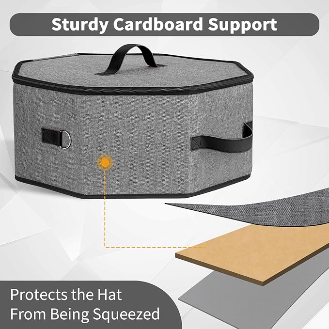 Hat Box for Travel and Storage, Womens Cowboy Hat Box, Collapsible Hat Case Cowboy Cap Hat Organizer for Closet with Handles, Hat Bag Hat Case (Black)