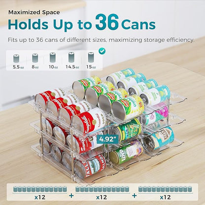 oylik Can Organizer for Pantry, 3 Tiers Can Storage Rack, up to 36 Cans Food Holders for Fridge, Cabinet and Pantry Organization