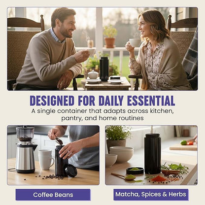 Infinity Jars, 1 L (12 oz) Airtight Coffee Canister Ultraviolet Glass Coffee Bean Storage Container Antistatic, Light Blocking Container for Coffee, Herbs, Tea & Spices Durable
